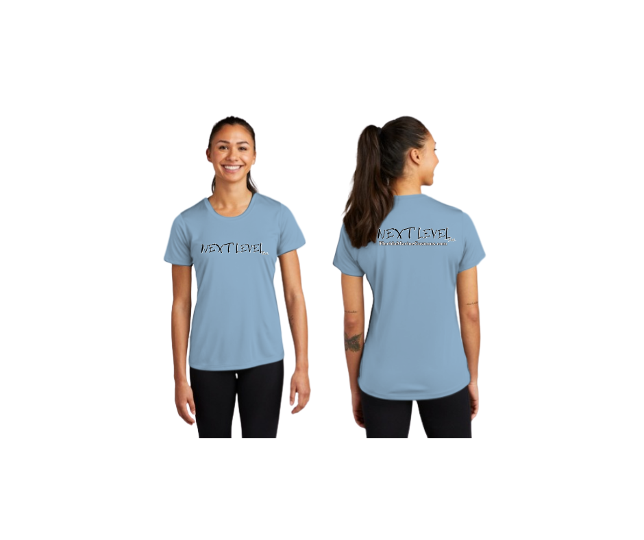 Next Level Florida Marine Custom T-Shirt Womens Black/White over Light Blue