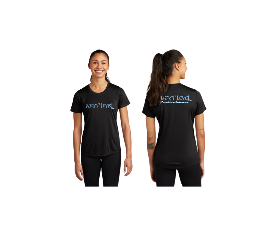 Next Level Florida Marine Custom T-Shirt Womens Blue/White over Black