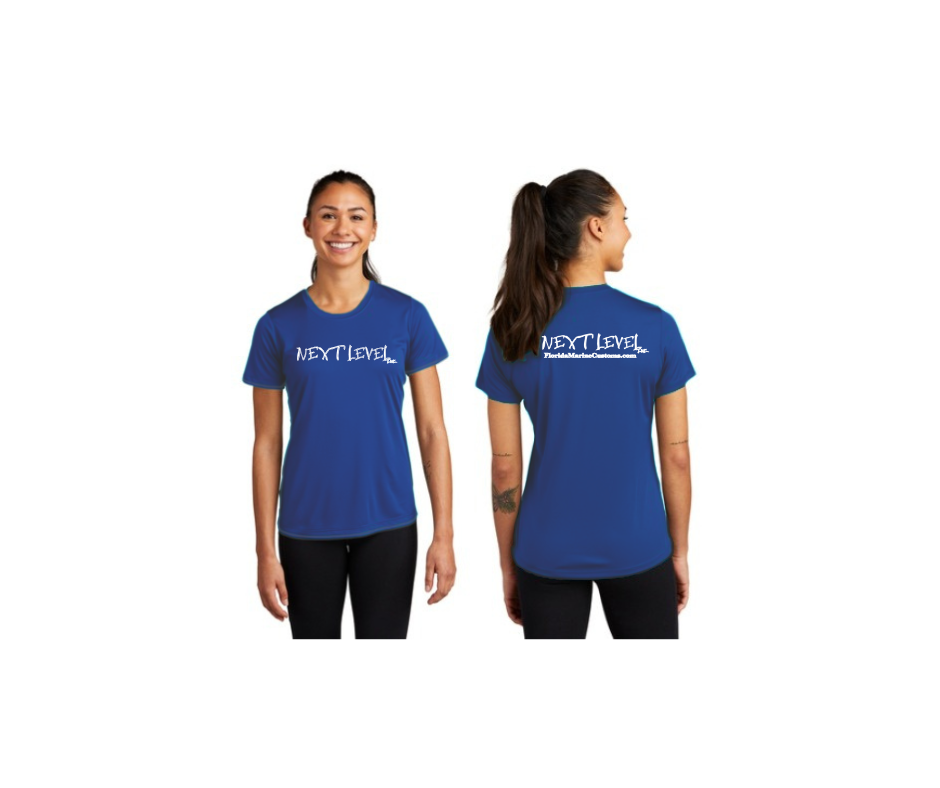 Next Level Florida Marine Custom T-Shirt Womens White over Dark Blue