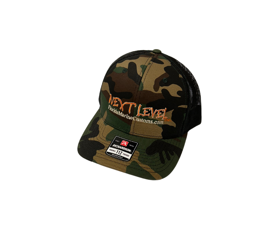Next Level Hat Orange/Army Camo/Black