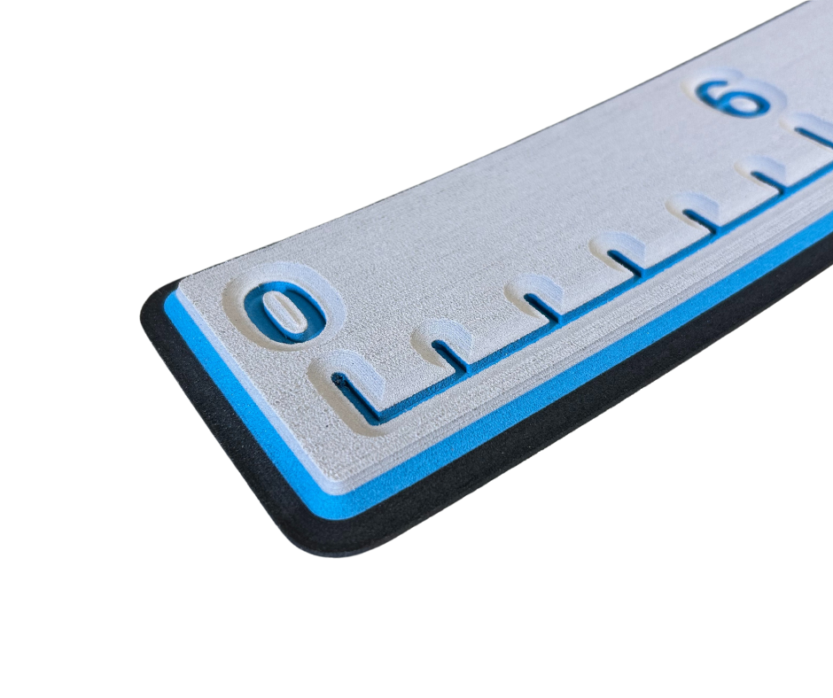 Next Level SeaDek® Fish Ruler Storm Gray over Bahama Blue over Black