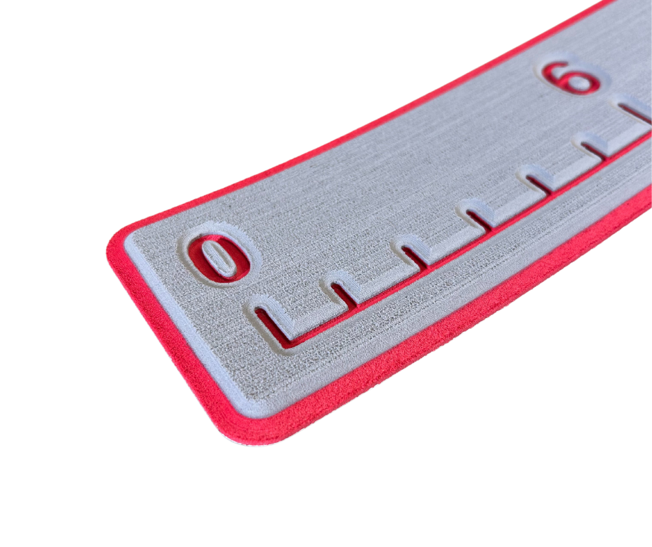 Next Level SeaDek® Fish Ruler Storm Gray over Ruby Red