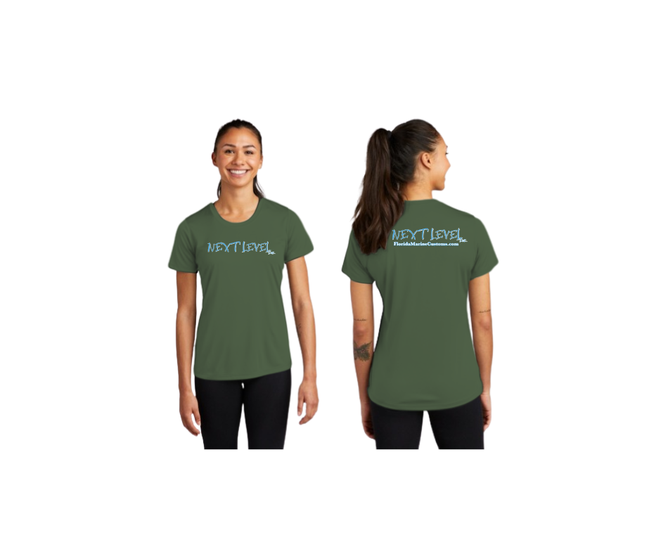 Next Level Florida Marine Custom T-Shirt Womens Blue/White over Green