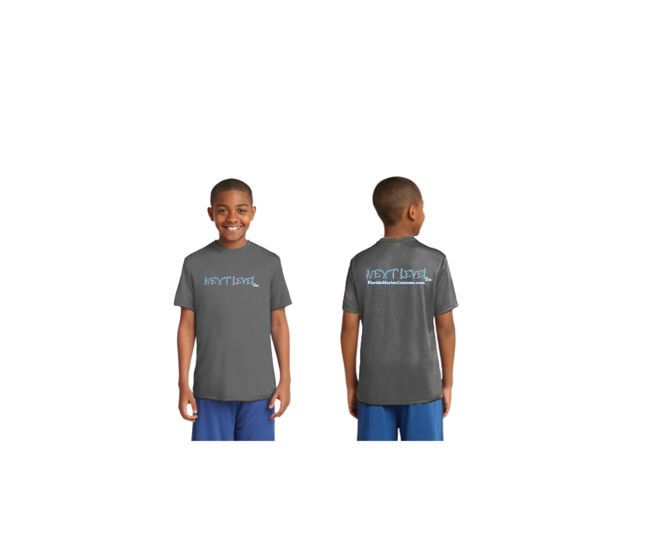Next Level Florida Marine Custom T-Shirt Youth Blue/White over Dark Gray
