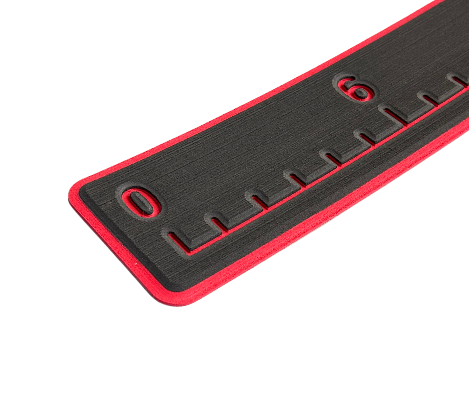 Next Level SeaDek® Fish Ruler Dark Gray over Ruby Red